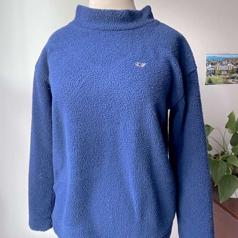 Navy blue mock neck/crew neck fleece